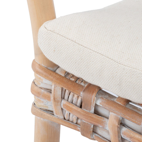 Safavieh Collette Coastal Rattan Accent Chair With Plush Cushion - Contemporary Design For Stylish Comfort Natural White Wash/ White ACH6515B