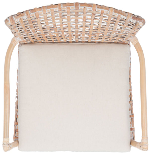 Safavieh Collette Coastal Rattan Accent Chair With Plush Cushion - Contemporary Design For Stylish Comfort Natural White Wash/ White ACH6515B
