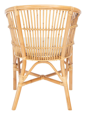 Safavieh Olivia Rattan Accent Chair – Coastal Charm & Comfort With Sculpted Barrel Design For Modern Spaces Natural/White ACH6516A