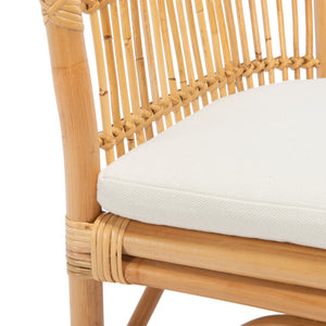 Safavieh Olivia Rattan Accent Chair – Coastal Charm & Comfort With Sculpted Barrel Design For Modern Spaces Natural/White ACH6516A