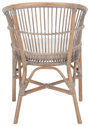 Safavieh Olivia Rattan Accent Chair – Coastal Charm & Comfort With Sculpted Barrel Design For Modern Spaces Grey White Wash/ White ACH6516B