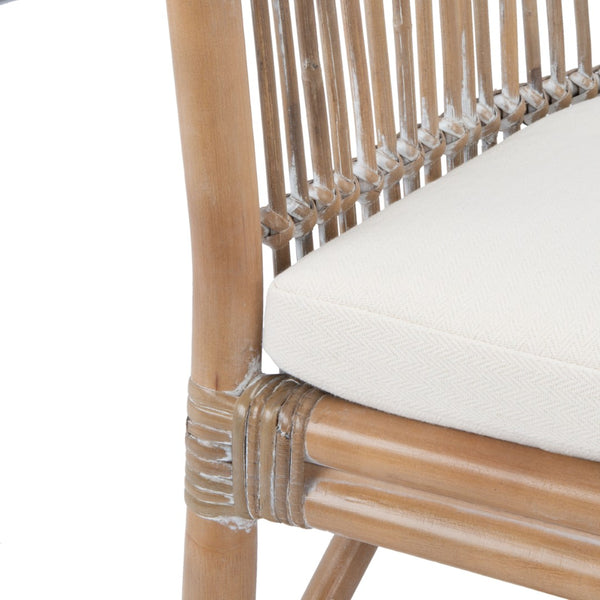 Safavieh Olivia Rattan Accent Chair – Coastal Charm & Comfort With Sculpted Barrel Design For Modern Spaces Grey White Wash/ White ACH6516B