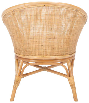Safavieh Dustin Coastal Rattan Accent Chair With Plush Cushion For Relaxed Seaside-Inspired Living Spaces Natural/White ACH6517B