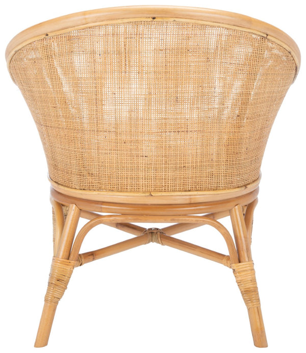 Safavieh Dustin Coastal Rattan Accent Chair With Plush Cushion For Relaxed Seaside-Inspired Living Spaces Natural/White ACH6517B