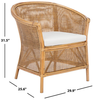 Safavieh Jessica Coastal Rattan Accent Chair With Removable Cushion - British Colonial Elegance For Any Space ACH6519A