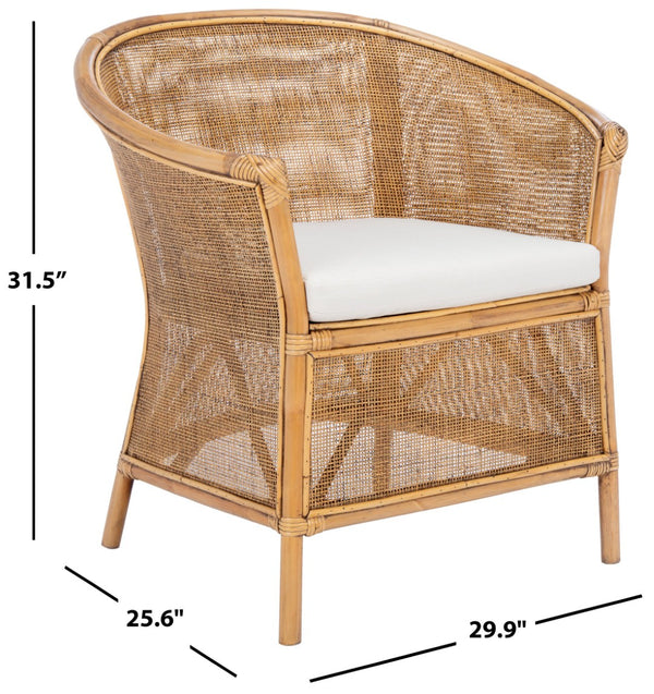 Safavieh Jessica Coastal Rattan Accent Chair With Removable Cushion - British Colonial Elegance For Any Space ACH6519A
