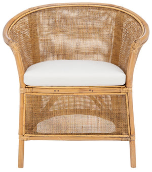 Safavieh Jessica Coastal Rattan Accent Chair With Removable Cushion - British Colonial Elegance For Any Space ACH6519A