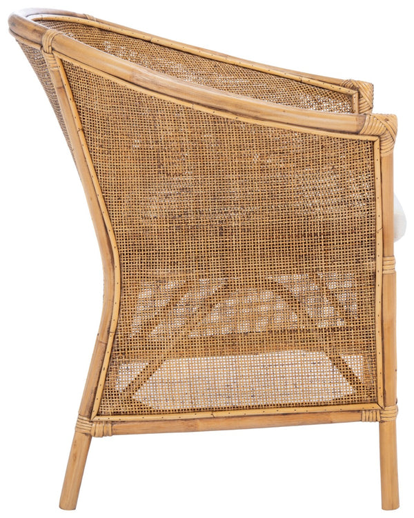 Safavieh Jessica Coastal Rattan Accent Chair With Removable Cushion - British Colonial Elegance For Any Space ACH6519A