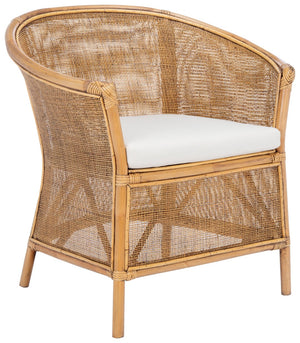 Safavieh Jessica Coastal Rattan Accent Chair With Removable Cushion - British Colonial Elegance For Any Space ACH6519A