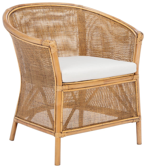 Safavieh Jessica Coastal Rattan Accent Chair With Removable Cushion - British Colonial Elegance For Any Space ACH6519A