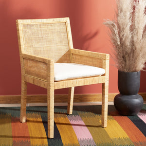 Safavieh Sarai Accent Chair - Coastal Chic Design With Removable Cushion For Stylish Living Spaces And Nooks Natural/White ACH6520A