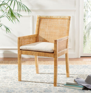 Safavieh Sarai Accent Chair - Coastal Chic Design With Removable Cushion For Stylish Living Spaces And Nooks Natural/White ACH6520A