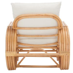 Safavieh Beia Accent Chair W/ Cushion XII23 Natural / White Wood ACH6521A