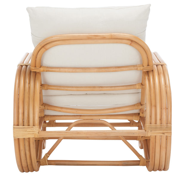 Safavieh Beia Accent Chair W/ Cushion XII23 Natural / White Wood ACH6521A