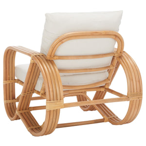 Safavieh Beia Accent Chair W/ Cushion XII23 Natural / White Wood ACH6521A