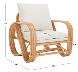 Safavieh Beia Accent Chair W/ Cushion XII23 Natural / White Wood ACH6521A