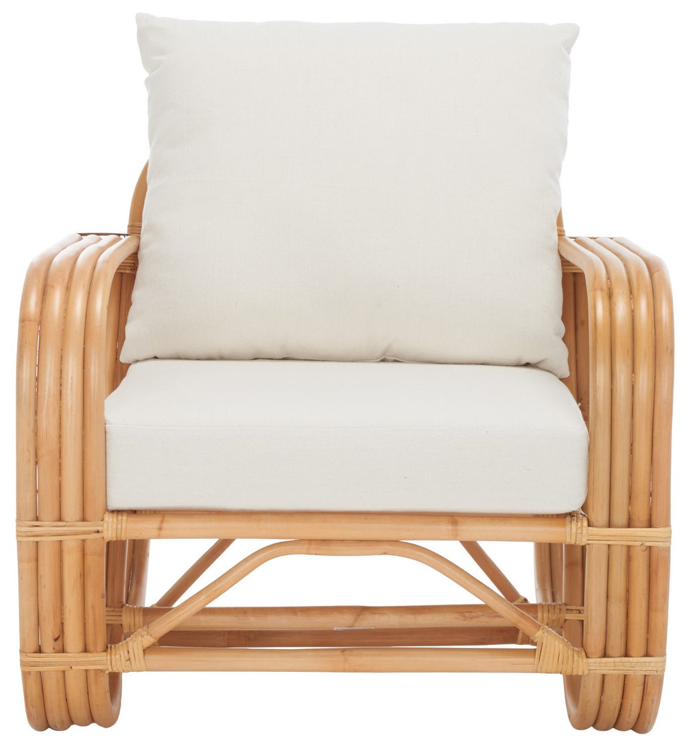 Safavieh Beia Accent Chair W/ Cushion XII23 Natural / White Wood ACH6521A