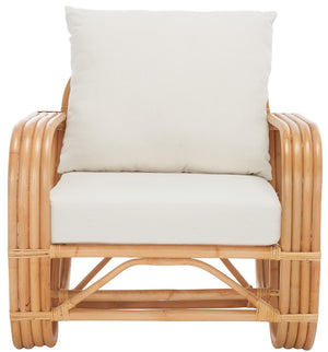 Safavieh Beia Accent Chair W/ Cushion XII23 Natural / White Wood ACH6521A