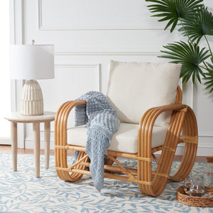 Safavieh Beia Accent Chair W/ Cushion XII23 Natural / White Wood ACH6521A