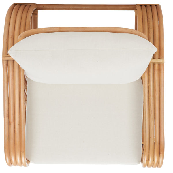 Safavieh Beia Accent Chair W/ Cushion XII23 Natural / White Wood ACH6521A