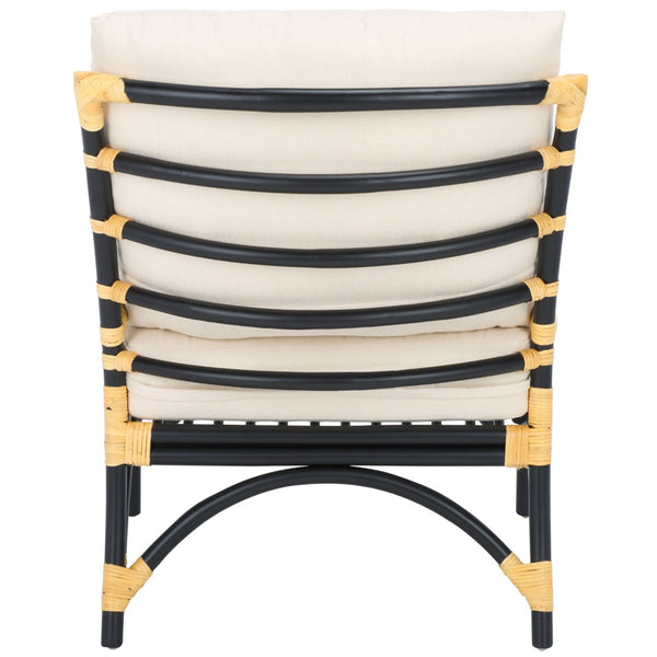 Safavieh Meara Accent Chair With Cushions - Stylish Rattan Frame, Modern Black Finish, Cozy & Versatile Design ACH6523A