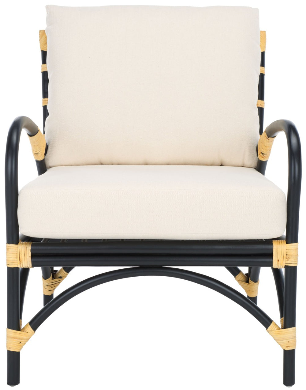Safavieh Meara Accent Chair With Cushions - Stylish Rattan Frame, Modern Black Finish, Cozy & Versatile Design ACH6523A