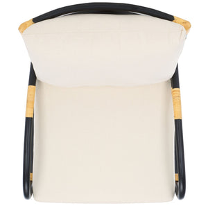 Safavieh Meara Accent Chair With Cushions - Stylish Rattan Frame, Modern Black Finish, Cozy & Versatile Design ACH6523A