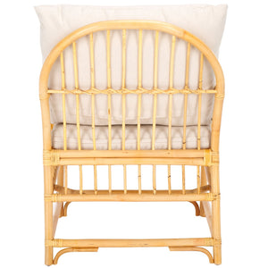 Safavieh Reiley Accent Chair With Cushion – Stylish Rattan Lounge Seating For Cozy Living Spaces & Nooks ACH6524A