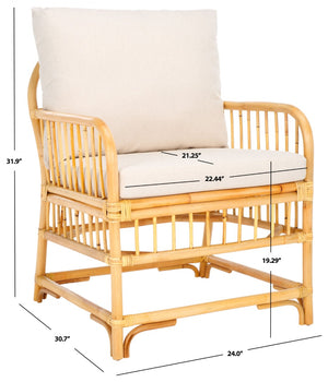 Safavieh Reiley Accent Chair With Cushion – Stylish Rattan Lounge Seating For Cozy Living Spaces & Nooks ACH6524A