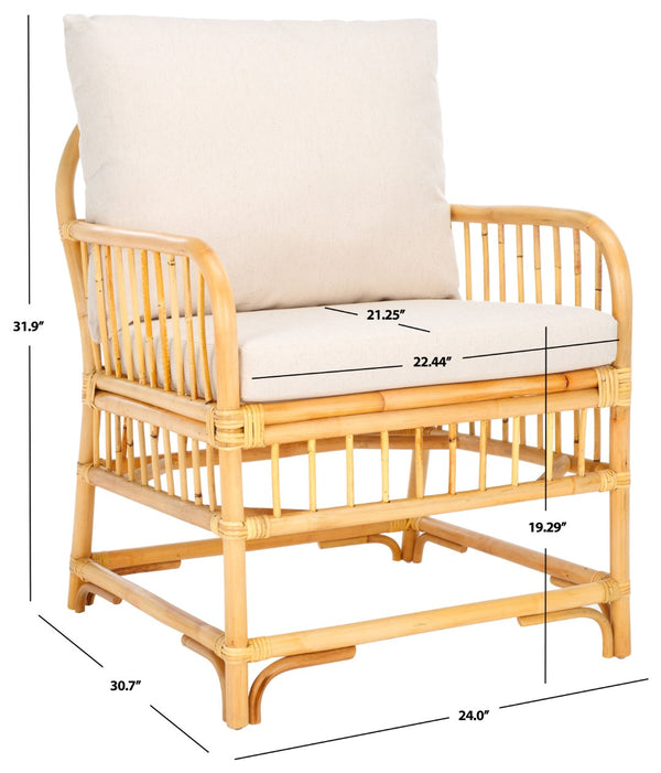 Safavieh Reiley Accent Chair With Cushion – Stylish Rattan Lounge Seating For Cozy Living Spaces & Nooks ACH6524A