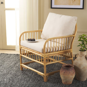 Safavieh Reiley Accent Chair With Cushion – Stylish Rattan Lounge Seating For Cozy Living Spaces & Nooks ACH6524A