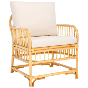 Safavieh Reiley Accent Chair With Cushion – Stylish Rattan Lounge Seating For Cozy Living Spaces & Nooks ACH6524A