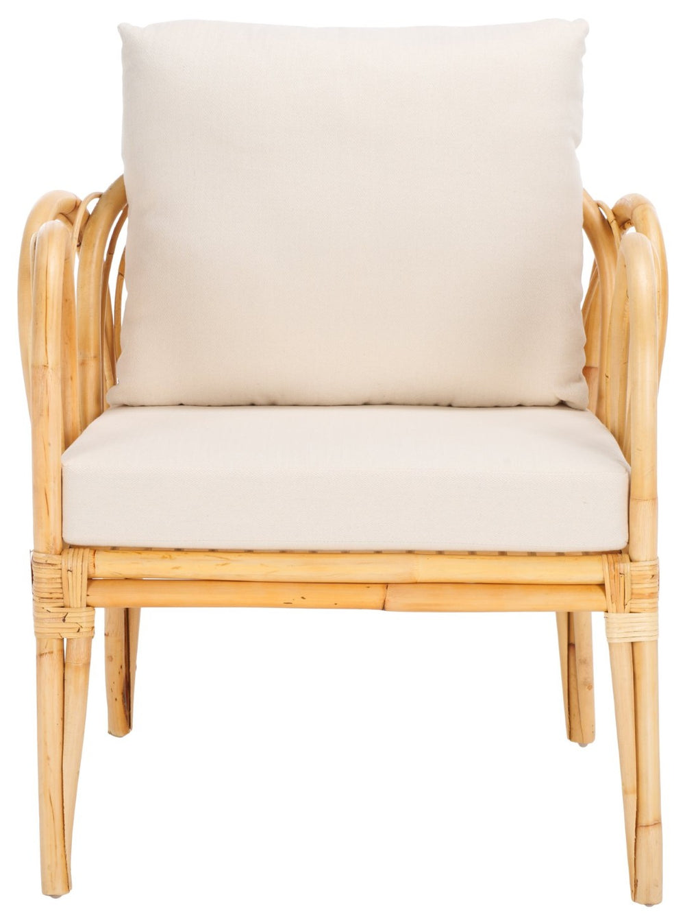 Safavieh Coralie Rattan Accent Chair With Cushion - Handmade Comfort, Curved Design For Your Living Space ACH6525A