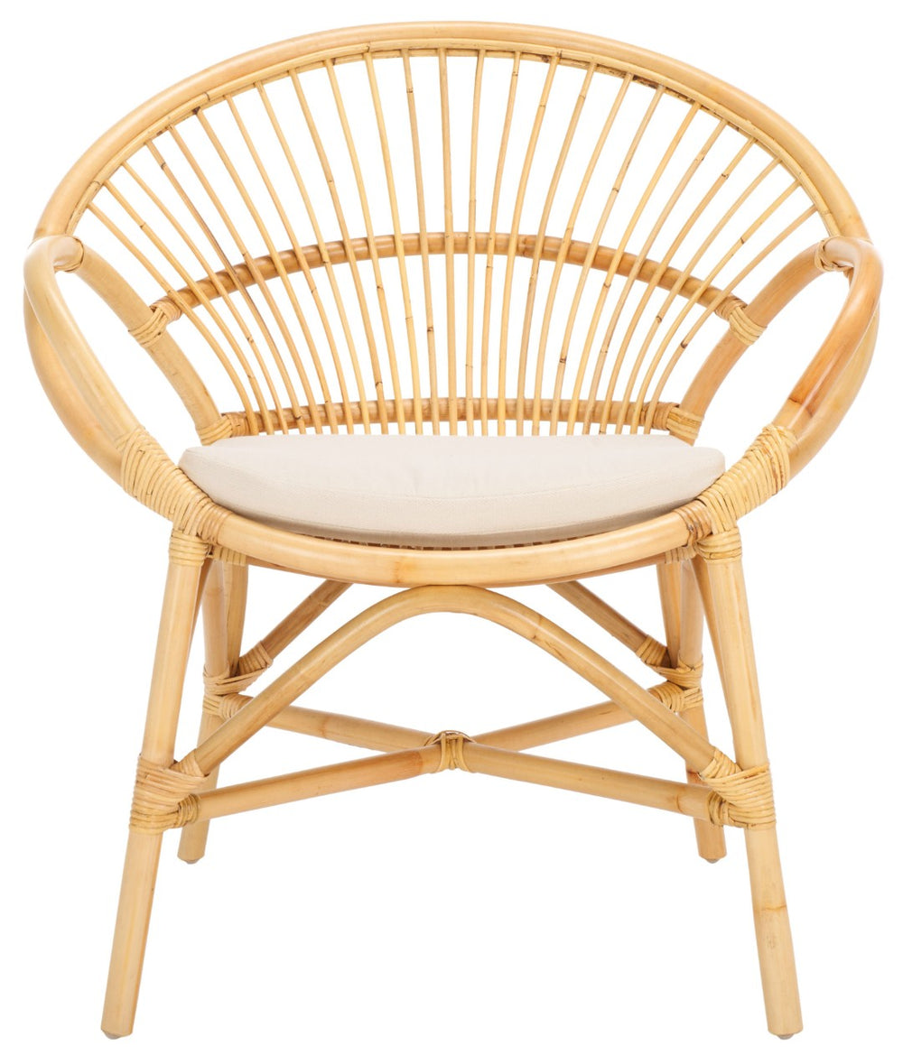 Safavieh Cosette Handcrafted Rattan Accent Chair With Cushion - Sculptural Design For Stylish Comfort & Elegance ACH6526A