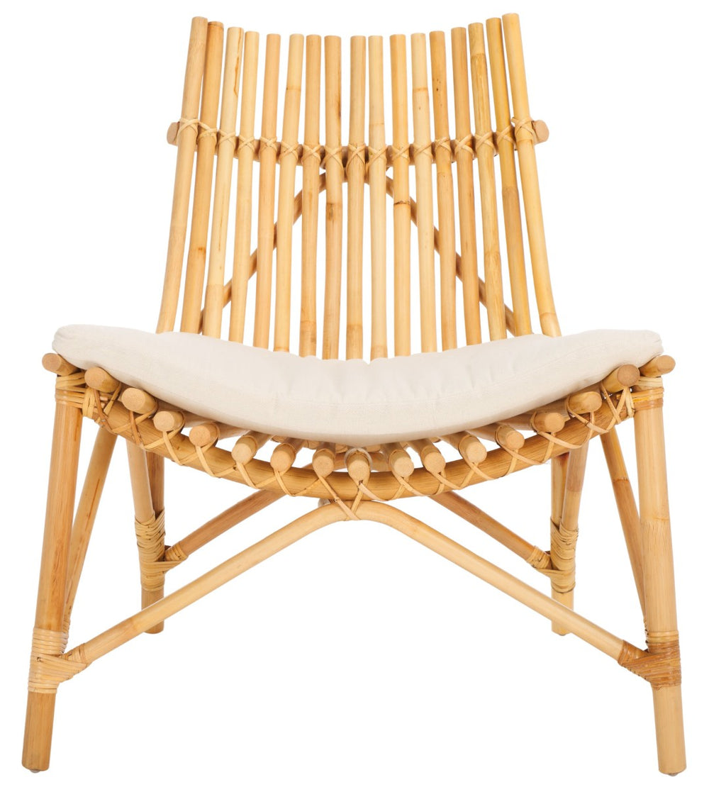 Safavieh Eisley Accent Chair - Breezy Coastal Style With Natural Rattan Frame And Soft, Removable Cushion White / Natural ACH6527A
