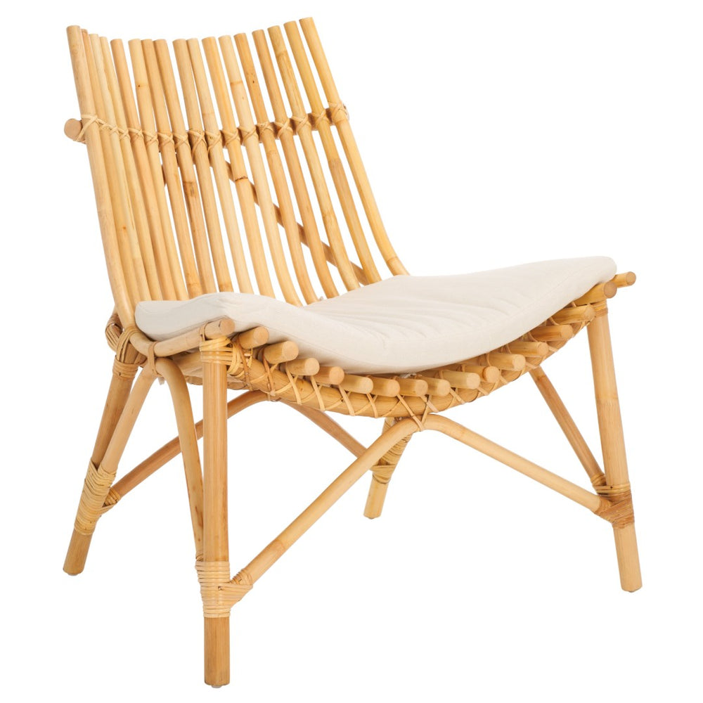 Safavieh Eisley Accent Chair - Breezy Coastal Style With Natural Rattan Frame And Soft, Removable Cushion White / Natural ACH6527A