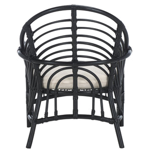 Safavieh Aragorn Accent Chair With Plush Cushion – Stylish Rattan Design For Living Rooms & Patios White / Black ACH6529A