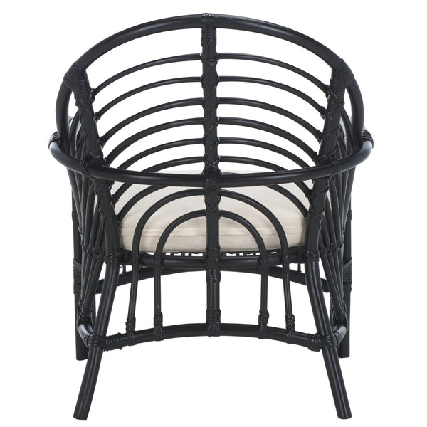 Safavieh Aragorn Accent Chair With Plush Cushion – Stylish Rattan Design For Living Rooms & Patios White / Black ACH6529A