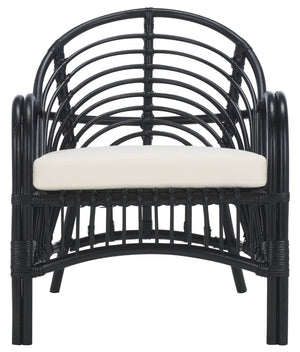 Safavieh Aragorn Accent Chair With Plush Cushion – Stylish Rattan Design For Living Rooms & Patios White / Black ACH6529A