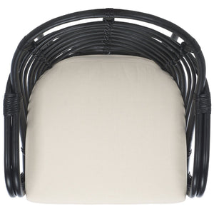 Safavieh Aragorn Accent Chair With Plush Cushion – Stylish Rattan Design For Living Rooms & Patios White / Black ACH6529A
