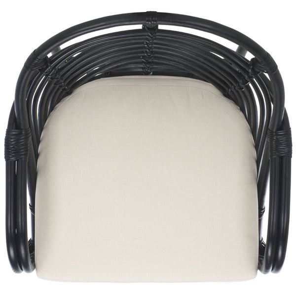 Safavieh Aragorn Accent Chair With Plush Cushion – Stylish Rattan Design For Living Rooms & Patios White / Black ACH6529A
