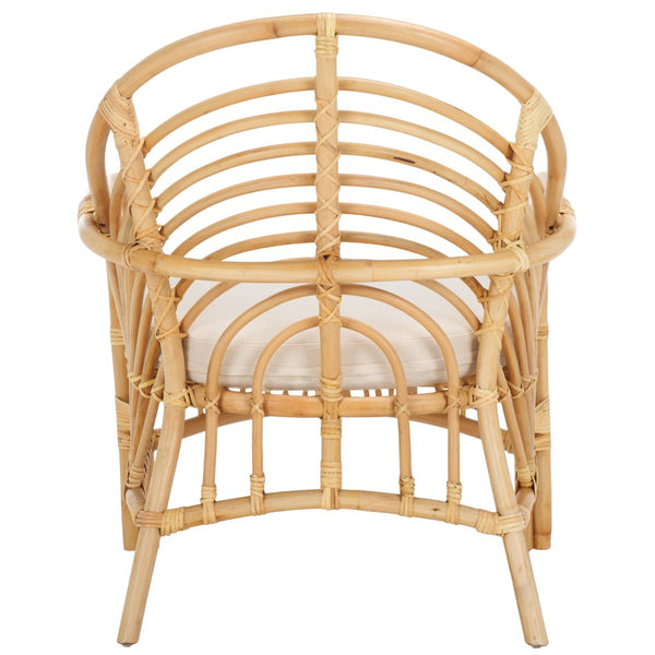 Safavieh Aragorn Accent Chair With Plush Cushion – Stylish Rattan Design For Living Rooms & Patios White / Natural ACH6529B