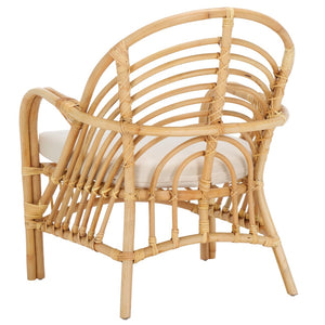 Safavieh Aragorn Accent Chair With Plush Cushion – Stylish Rattan Design For Living Rooms & Patios White / Natural ACH6529B