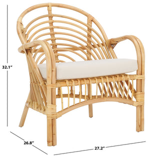 Safavieh Aragorn Accent Chair With Plush Cushion – Stylish Rattan Design For Living Rooms & Patios White / Natural ACH6529B