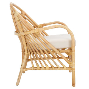 Safavieh Aragorn Accent Chair With Plush Cushion – Stylish Rattan Design For Living Rooms & Patios White / Natural ACH6529B