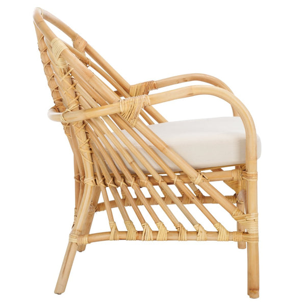 Safavieh Aragorn Accent Chair With Plush Cushion – Stylish Rattan Design For Living Rooms & Patios White / Natural ACH6529B