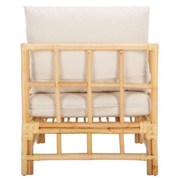 Safavieh Aisling Rattan Accent Chair With Plush Cushion - Elegant White Upholstery For Cozy Living Spaces ACH6530A