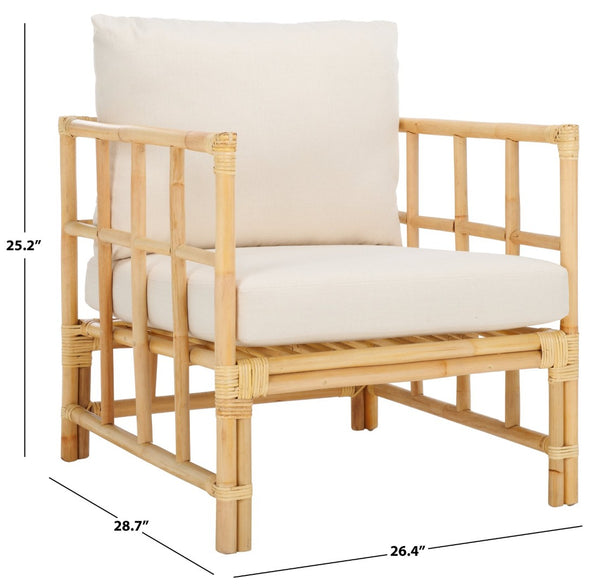 Safavieh Aisling Rattan Accent Chair With Plush Cushion - Elegant White Upholstery For Cozy Living Spaces ACH6530A