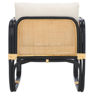 Safavieh Alybeth Accent Chair - Chic Rattan Design With Removable Cushion For Stylish Home Comfort White / Black ACH6531B
