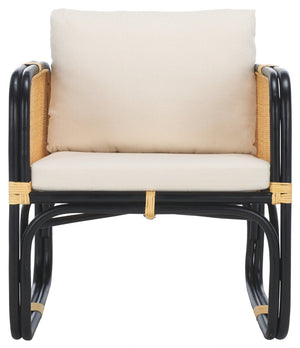 Safavieh Alybeth Accent Chair - Chic Rattan Design With Removable Cushion For Stylish Home Comfort White / Black ACH6531B
